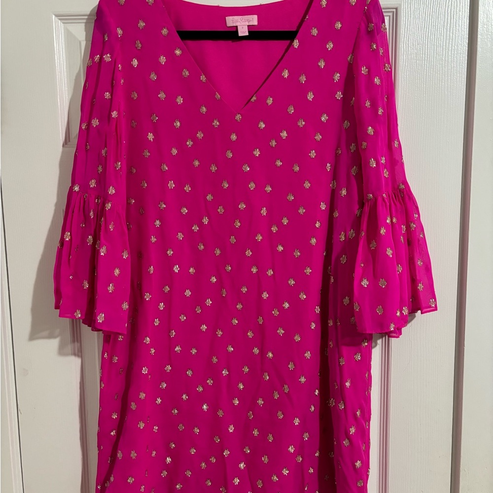 Lilly Pulitzer Caroline Tunic Dress Starry Chiffon Size Piñata Pink NWOT